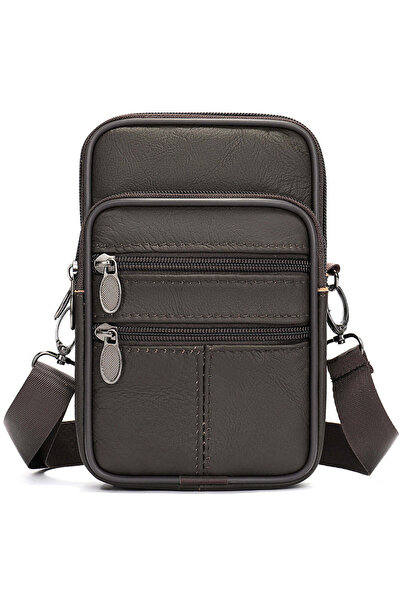 Busy Lady&Gentleman Swift men's bag, genuine leather, shoulder and strap attachment, dark brown