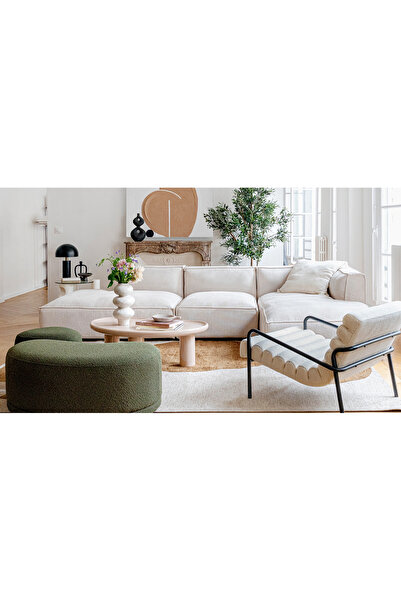 SCY Pares Modern Teddy Kumaş Puf Bench Dinlenme Yatağı Montajsız Oturak