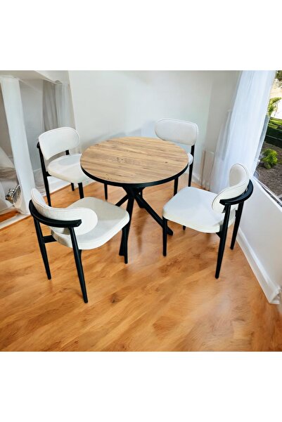 Modern Style Home Yeliz Mutfak Masa Takımı 4 Kişilik Ahşap Desenli