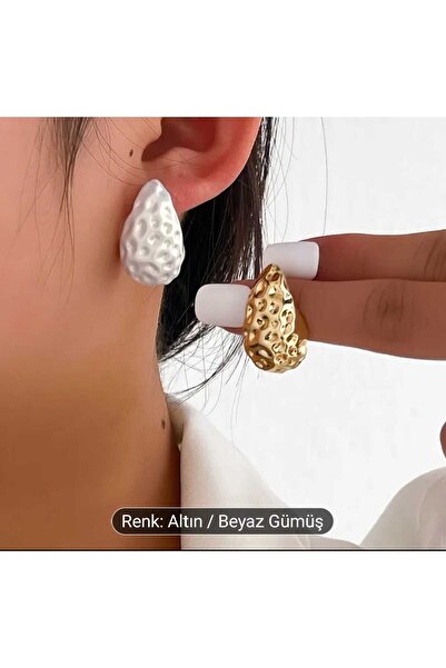 shop طقم أقراط بتصميم داملا مكون من 3 قطع (فضي ذهبي)