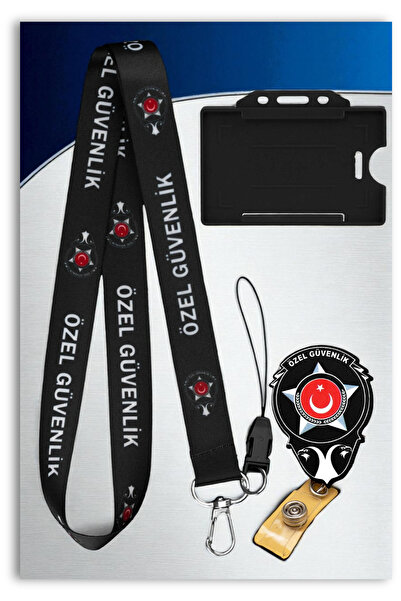 Mia Aurora Yoyo Kartlık Boyun Askı İpi Siyah Özel Güvenlik Kimlik Kart Seti P...