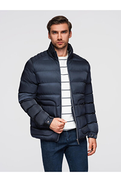 OMBRE Herren Steppjacke mit Glanz und Stehkragen - dunkelblau V2 OM-JALP-0218 S