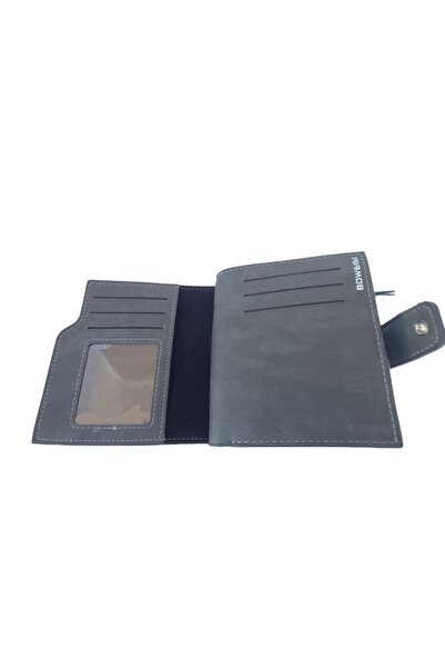 OEM Leather Wallet for Men, Gray, 10x12 cm
