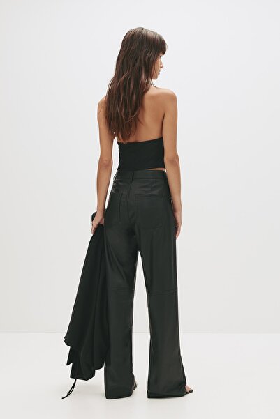 Pull & Bear Suni deri düz kesim pantolon