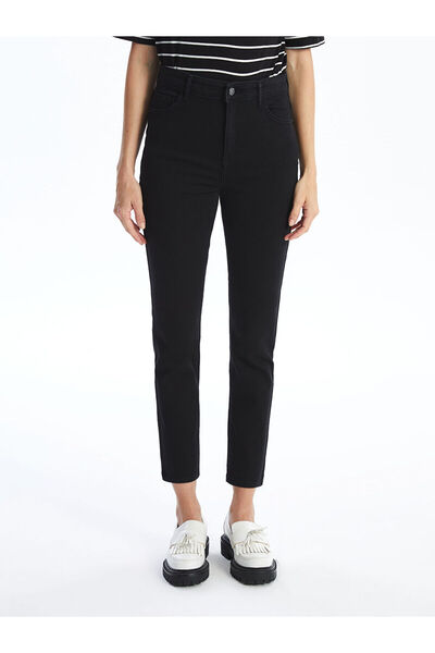 LC Waikiki Siyah Slim Fit Kadın İçi Şardonlu Jean Pantolon