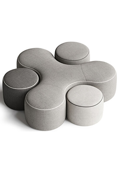 SCY Skew Modern 4 Parça Modüler Puf Bench Oturma Dinlenme Oturağı Montajsız K...