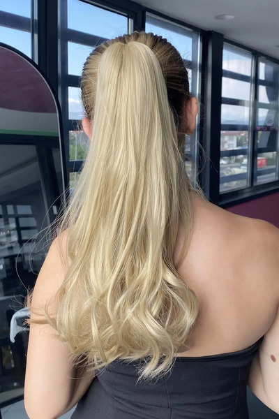 AKOLİFE Küllü Sarı Mandal Tokalı At Kuyruğu Saç Postiş Takma Saç - NATUREL Da...