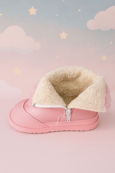 AYS SHOES Kız Çocuk Ortopedik Taban Pullu İçi Kürklü Kaymaz Taban Su Geçirmez Bot