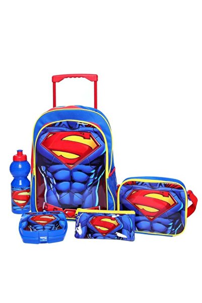 Warner Bros مجموعة سوبرمان ٥ في ١ حقيبة عربة اقتصادية مع ملحق