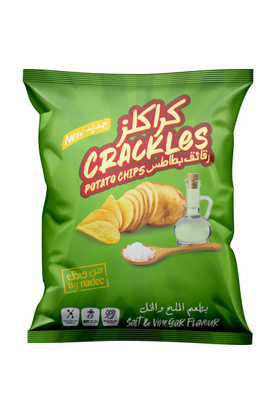 crackle رقائق البطاطس كراكل بالملح والخل، 155 غرام