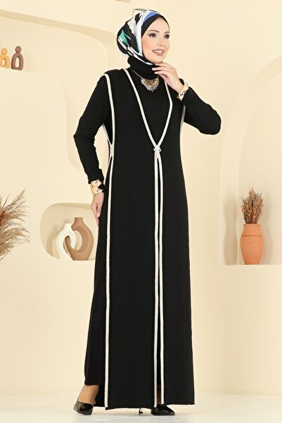 ModaMerve Broş Aksesuarlı İkili Takım 12609KL398-MS Siyah