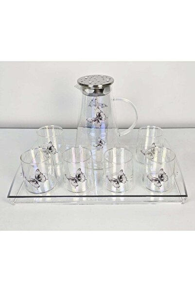 Radin Damanhoor Stylish Glass Pitcher Set With Six Matching Tumblers