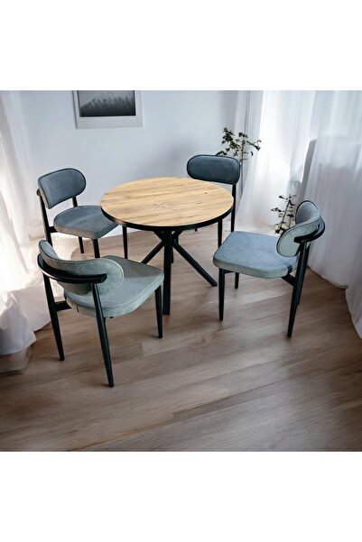 Modern Style Home Yeliz Mutfak Masa Takımı 4 Kişilik Ahşap Desenli