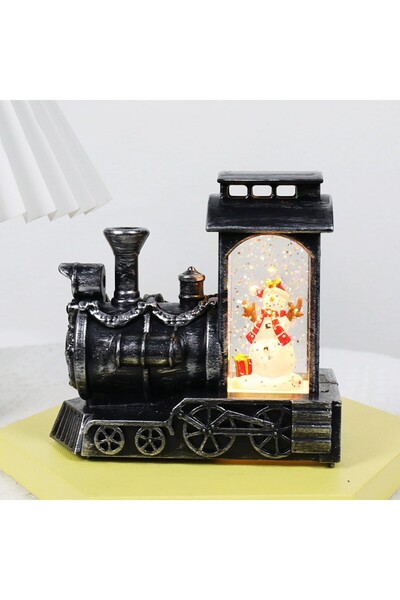 Flippy Χριστουγεννιάτικη Ατμομηχανή, Flippy, Σφαίρα με Νιφάδες Χιονιού, Χιονάνθρωπος, Φωτισμός LED, 11,5 x 12,5 x 6 εκ.