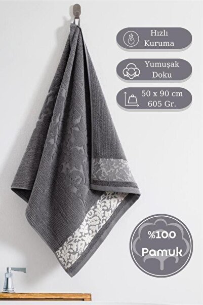 Karna Home Pamuk Tekli Havlu Jakarlı Karna Premıum Sıbell - 50 x 90