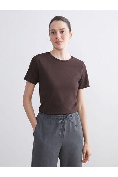 LC Waikiki Brown Crew Neck Women's T-Shirt