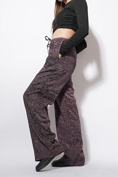 Pafi Moda Glory Desenli Saten Pantolon mürdün