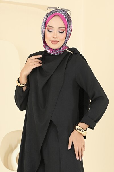 ModaMerve Omuz Tokalı Sofia Takım 2005FON792-MS Siyah