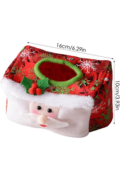 Bibilel Decorative Napkin Box, Santa Claus Design, Christmas Theme, 16 x 10 cm, Red