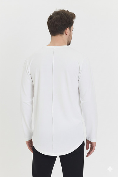 rammers Тениска с дълъг ръкав, широка яка и овален крой