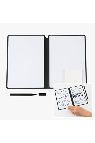 OBRO Caiet reutilizabil cu tablă albă A5 – Scrie, șterge și reutilizează | Set cu marker și lavetă de ștergere