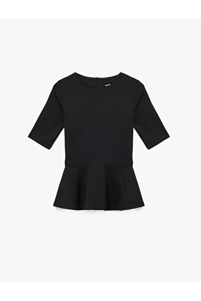 Koton Slim Fit κοντομάνικη μπλούζα με λαιμόκοψη με πεπλούμ