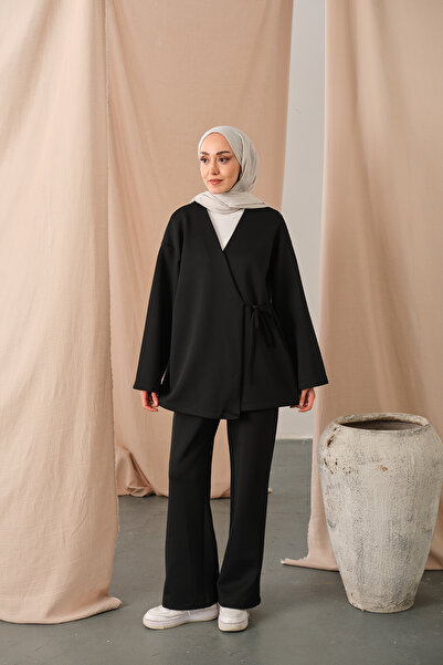 LOCCO Дамски комплект с връзки отстрани, черен