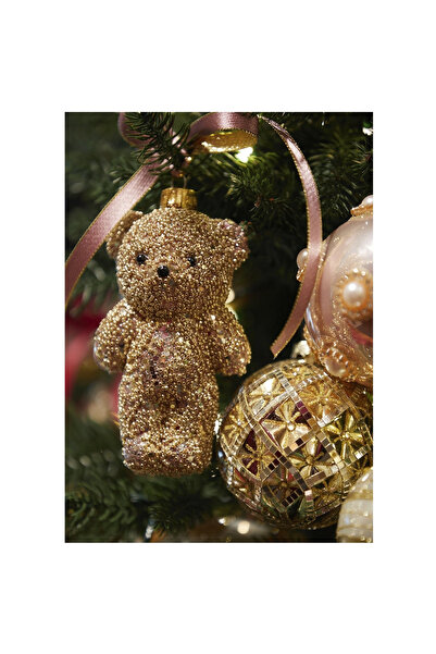 BraziPremium By OLLMA Christmas tree globe, Teddy bear model, 14 cm, gold