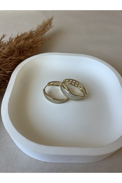 Dreamstone Jewelry Xuping-Zarif Taşlı Altın Renk Paslanmaz Küpe