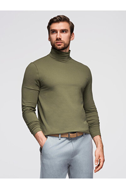 OMBRE Unifarbenes Rollkragen-Langarmshirt für Männer - Grün OM-LSCL-0130