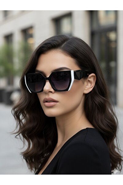 Manu Collection Women's Black and White Trendy Style Glasses with Case