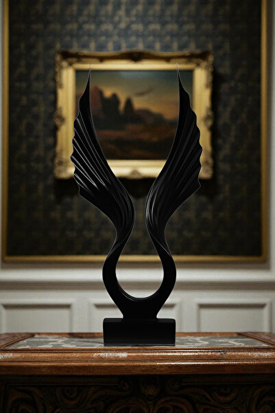 ay hediyelik Soyut Melek Kanat Heykeli - Dekoratif Polyester 20x43 cm