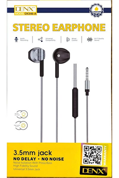 Denx Wired In-Ear Earphones with 3.5mm Jack, Hi-Fi Stereo Sound, Powerful Bass, DX346-A