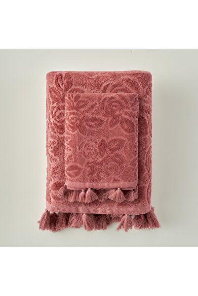 Bella Maison 100% Cotton Rose Jacquard Hand Towel Plum (30X50 cm)