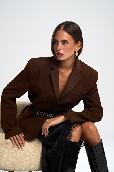 BOHEMAİ Orsina Yırtmaç Detaylı Kahve Blazer