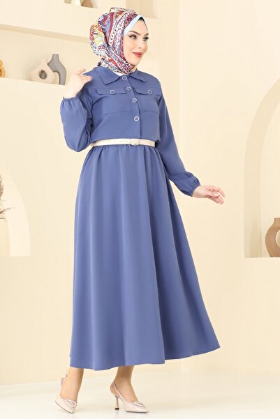 ModaMerve Cep Detaylı Etekli Takım 23005UKB139-MS İndigo