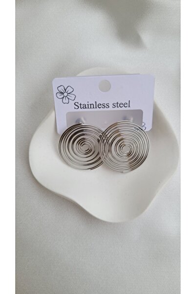 stainless steell GÜMÜŞ SPİRAL TASARIM KARARMAZ ÇELİK HALKA KÜPE
