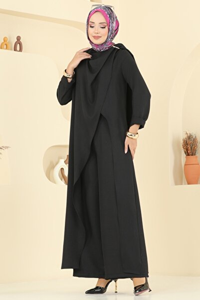 ModaMerve Omuz Tokalı Sofia Takım 2005FON792-MS Siyah