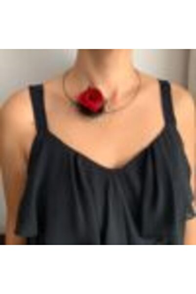 OEM Colier Cu Floare Rosie Din Fetru