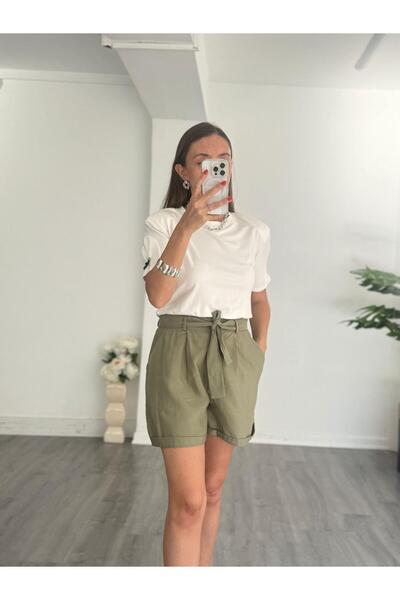 BETULAKSUBUTİK Modal Fabric Belted Shorts