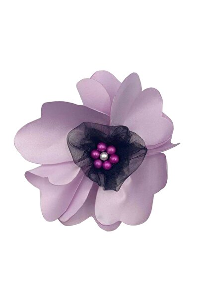 OEM Brosa Tip Mac Lila cu Miez Negru din Tul si Margele Colorate