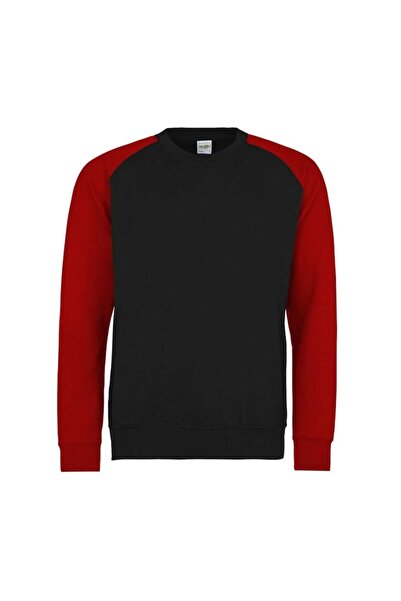 just hoods Baseball-Style Sports Sweatshirt, Medium Thickness, Light Padding, Men's, Black with Red, Size S