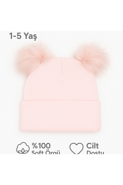MYZİ STORE Çocuk Bebek Çift Ponponlu Kışlık Triko Bere – Kız Erkek Çocuk Şapka (1-5 Yaş)