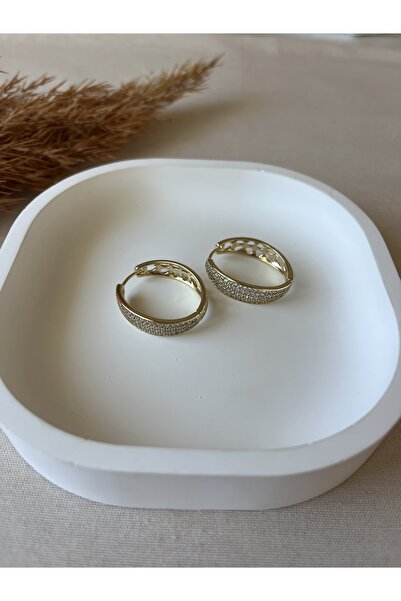 Dreamstone Jewelry Xuping-Zarif Taşlı Altın Renk Paslanmaz Küpe