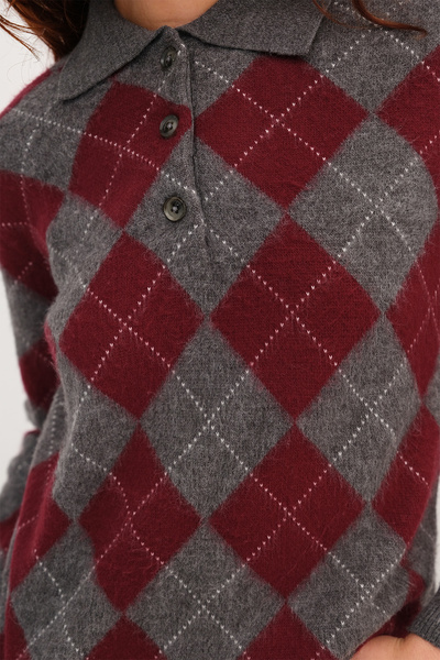 Addax Pulover tricotat cu guler polo cu model Baklava K2359