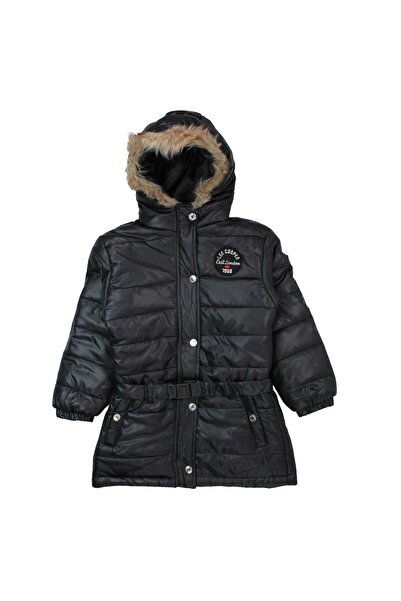 Lee Cooper Girls' jacket with logo, hood and side pockets, black