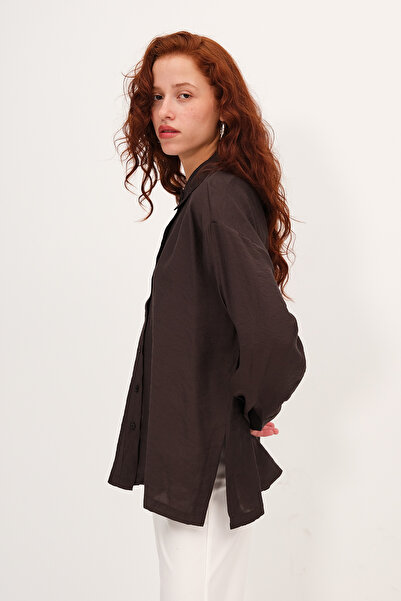 Addax Yanları Yırtmaçlı Oversize Gömlek G8128-H8ASN75