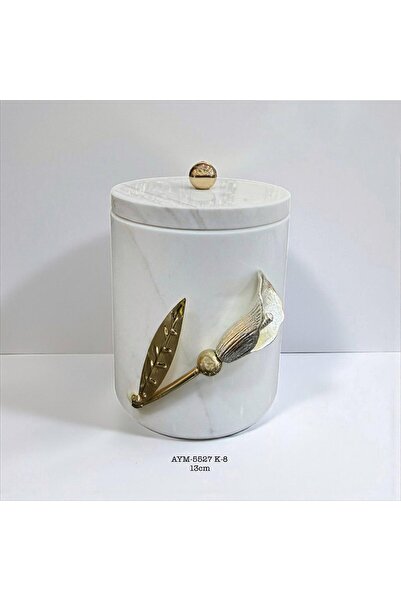 Lunara Gala Model Kapaklı Mermer Şık Kavanoz 13 cm