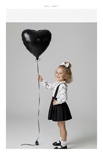 Tinypeople Girls' Heart-Patterned Shirt and Skirt Set, Girls' Stylish Suit, Top and Bottom Set, Skirt and Shirt Set