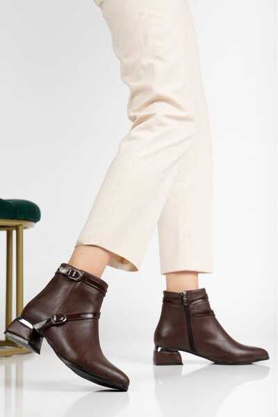 Dubais Shoes L01-Cross Buckle Women's Casual Boots Short Heels 4cm Heel